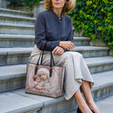 Catholight  Sacred Serenity: The Madonna’s Tender Embrace Leather Tote Bag