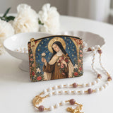 Catholight St. Thérèse of Lisieux Shower of Roses Leather Rosary Pouch