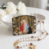 Catholight St. Faustina Divine Mercy Vision Leather Rosary Pouch