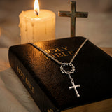 Catholight Crown of Thorns Cross Necklace in Sterling Silver
