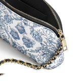 Catholight Sacred Elegance: Blue and White Devotion Leather Crossbody Bag