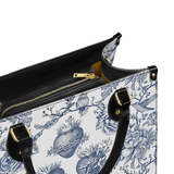 Catholight  Sacred Elegance: Blue and White Devotion Leather Bag