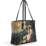 Catholight The Divine Shepherd's Grace Leather Tote Bag