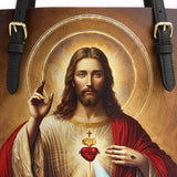 Catholight A Testament of Grace and Compassion Leather Tote Bag