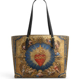 Catholight Sacred Heart of Divine Love Leather Tote Bag