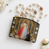 Catholight St. Faustina Divine Mercy Vision Leather Rosary Pouch