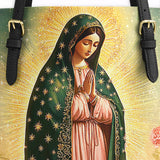 Catholight Roses of Guadalupe Leather Tote Bag