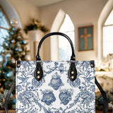 Catholight  Sacred Elegance: Blue and White Devotion Leather Bag