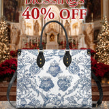 Catholight  Sacred Elegance: Blue and White Devotion Leather Bag