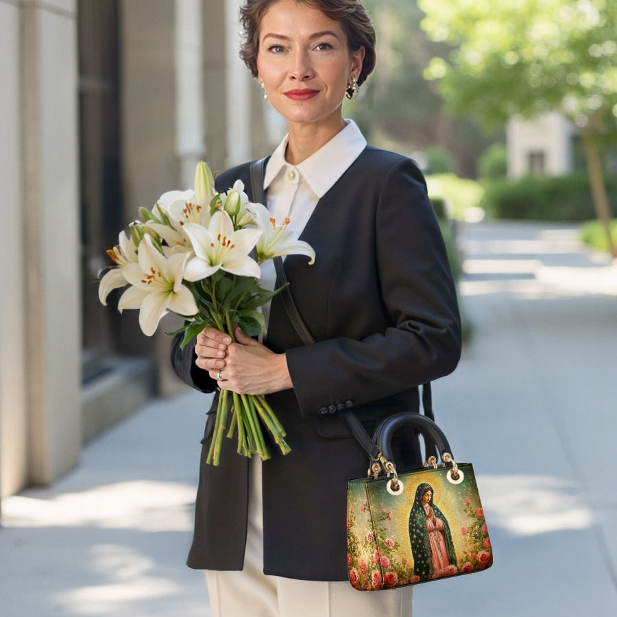 Catholight Roses of Guadalupe Lady Leather Bag