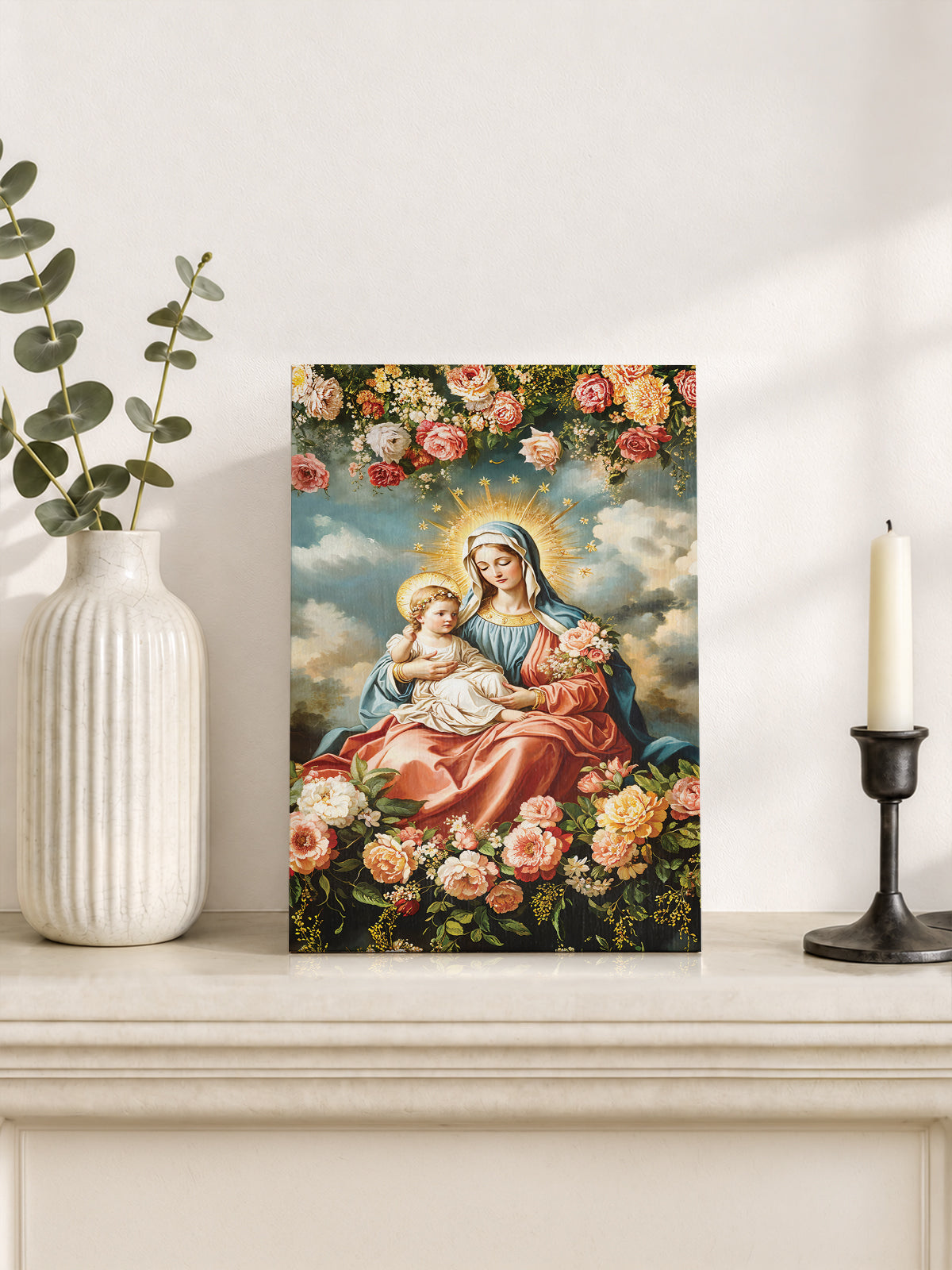 Catholight Halo Of Roses Devotional Wooden Art