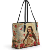Catholight  Little Flower Elegance Leather Tote Bag