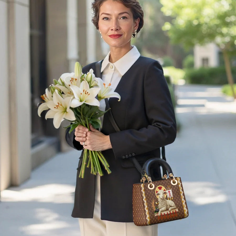 Catholight Agnus Dei Lady Leather Bag