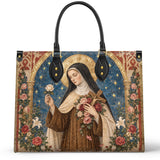 Catholight St. Thérèse of Lisieux Shower of Roses Leather Bag