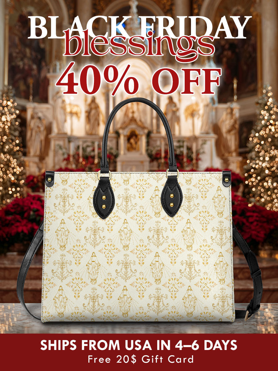 Catholight  The Ave Maria Pattern Leather Bag