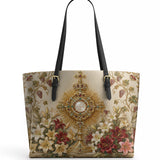 Catholight Eucharistic Bloom Leather Tote Bag
