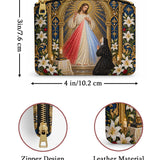 Catholight St. Faustina Divine Mercy Vision Leather Rosary Pouch