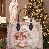 Catholight Sacred Serenity: The Madonna’s Tender Embrace Leather Bag