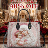 Catholight Sacred Serenity: The Madonna’s Tender Embrace Leather Bag