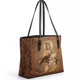 Catholight - Leather Tote Bag  Lady Of Mount Carmel