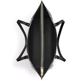 Catholight Sacred Elegance: Blue and White Devotion Leather Tote Bag