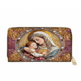 Catholight  Divine Madonna And Child Leather Wallet Purse