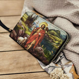Catholight  Saint John The Baptist Shepherd Leather Wallet Purse