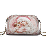 Catholight Sacred Serenity: The Madonna’s Tender Embrace Leather Crossbody Bag