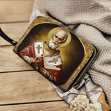 Catholight  Saint Nicholas: The Patron of Generosity - Leather Wallet Purse