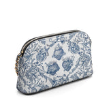 Catholight Sacred Elegance: Blue and White Devotion Leather Crossbody Bag