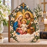 Catholight Wooden Faith Block - Holy Family As for Me and My Household