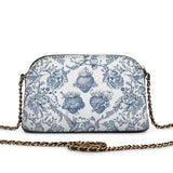 Catholight Sacred Elegance: Blue and White Devotion Leather Crossbody Bag