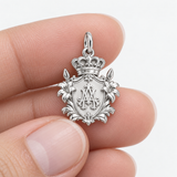 Catholight Crowned Marian Lily Shield Charm