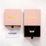 Catholight Holy Family Hearts Necklace in Gold Vermeil