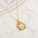 Catholight Crowned Marian Lily Medal Necklace in 18K Gold Vermeil