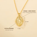 Catholight French Auspice Maria and Lourdes Reversible Necklace in Gold Vermeil