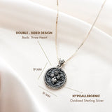 Catholight ST. Joseph and Three Heart Reversible Necklace in Oxidized Sterling Silver