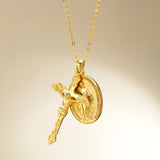 Catholight Miraculous Medal and Crucifix Necklace in Gold Vermeil