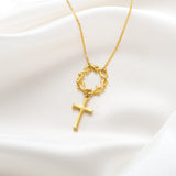 Catholight Crown of Thorns Cross Necklace in 14K Gold Vermeil/ Sterling Silver