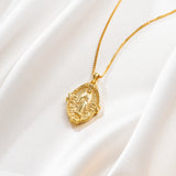 Catholight French Auspice Maria and Lourdes Reversible Necklace in Gold Vermeil