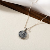 Catholight ST. Joseph and Three Heart Reversible Necklace in Oxidized Sterling Silver