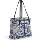 Catholight The Cross Amidst Blooming Faith Leather Tote Bag