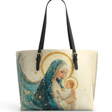 Catholight Divine Mother’s Embrace Leather Tote Bag