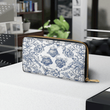 Catholight  Sacred Elegance: Blue and White Devotion - Leather Wallet Purse