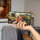 Catholight  Saint John The Baptist Shepherd Leather Wallet Purse