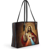 Catholight A Testament of Grace and Compassion Leather Tote Bag