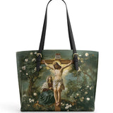 Catholight The Cross of Redemption Leather Tote Bag