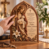 Catholight Wooden Faith Block - A Faithful Shepherd Priest Gift