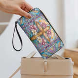 Catholight Floral Cross Radiance - Leather Wallet Purse