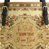 Catholight Psalm of Peace Leather Tote Bag